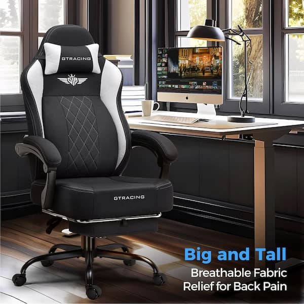 Big and Tall Gaming Chair Breathable Fabric Adjustable Height Ergonomic Computer Chair,Black