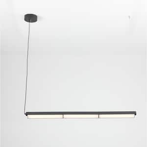 Ma'or Integrated LED Matte Black Linear Hanging Pendant Rotatable Ceiling Light, 3000K, 1578 Lumens