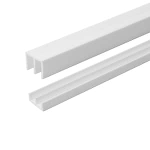 11/16 in. D x 51/64 in. W x 48 in. L White Styrene Plastic Sliding Bypass Track Moulding Set for 1/4 in. Doors (1-Pack)