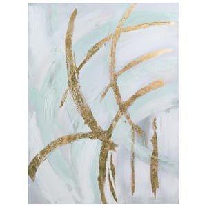 "Golden Streaks" by Martin Edwards Textured Metallic Abstract Hand Painted Wall Art 40 in. x 30 in.