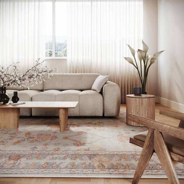 4 ft. x 6 ft. Light Blue Mara Washable Indoor Area Rug