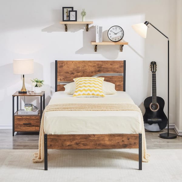 Wooden King Platform Bed With Drawers Twin Rustic Platform Bed With Storage  Reclaimed Queen Bed With Headboard 