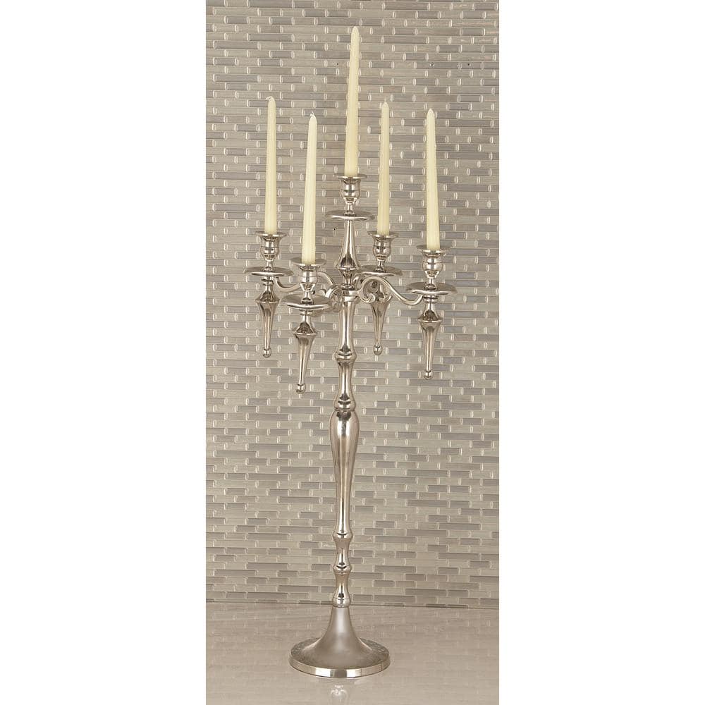 Litton Lane In Silver Aluminum Handmade Tapered Plate Candelabra