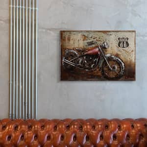 "Motorcycle 5" Mixed Media Iron Hand Painted Dimensional Wall Art
