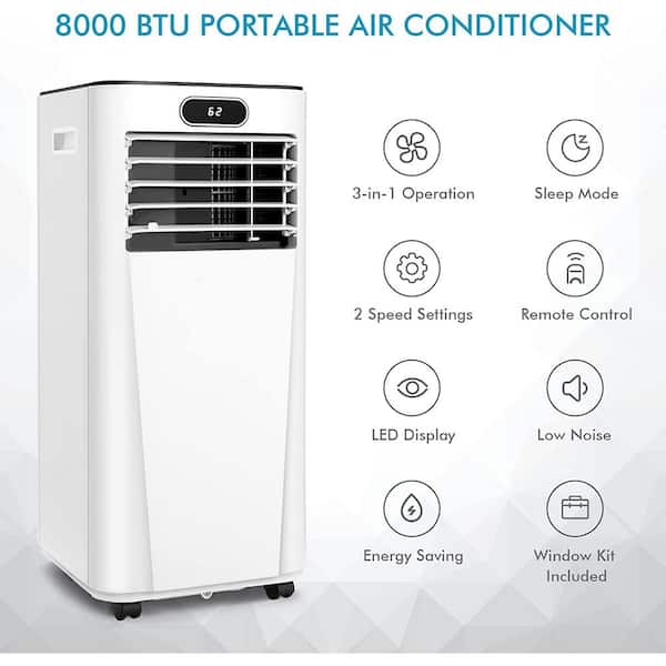 Gymax 3-in-1 Portable Air Conditioner 8000 (ASHRAE) 5300 BTU (DOE) AC Unit Air Cooler 24-Hour Timer in White GYM09594 The Depot