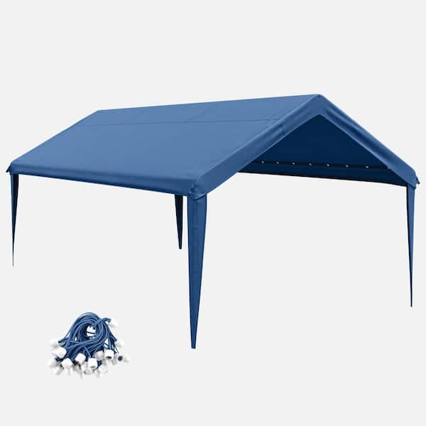 12 ft. x 20 ft. Outdoor Carport Replacement Cover, Heavy Duty Canopy with Ball Bungees (Frame Not Included) Blue