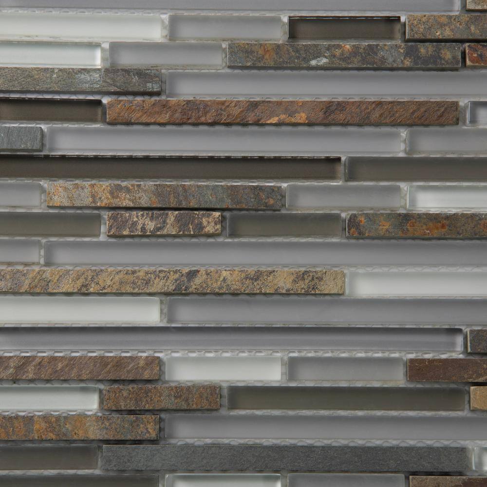 Waterfall Gray and Beige Glass Stone Mosaic Tile 12x12
