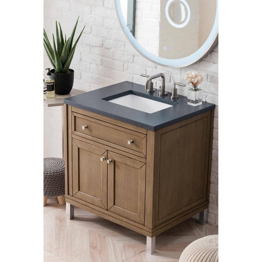 James Martin Vanities Chicago 30 In W Single Bath Vanity In Whitewashed Walnut With Quartz Vanity Top In Charcoal Soapstone With White Basin 305 V30 Www 3csp The Home Depot