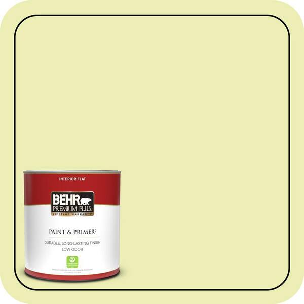 BEHR PREMIUM PLUS 1 qt. #410A-2 Cabbage Green Flat Low Odor Interior Paint & Primer