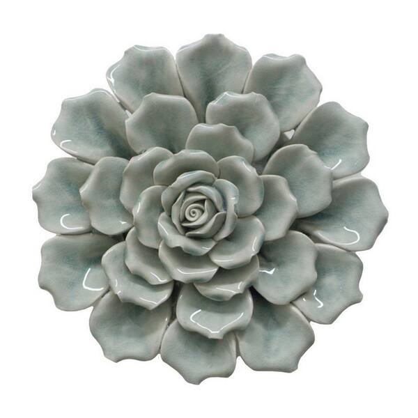 THREE HANDS 10.25 in. x 10.25 in. Blue Flower Wall Decoration