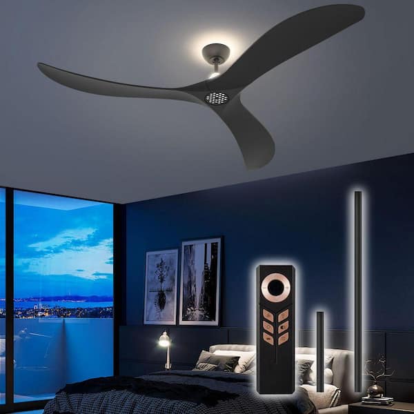 Sky3 Series 72in. Indoor Black Solid Wood Ceiling Fan Included Dimmable 3 CCT and Backlight, Quiet Reversible DC Motor