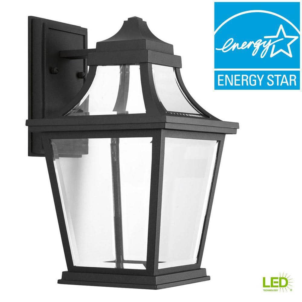 Black Aluminum 15" LED Outdoor Wall Lantern