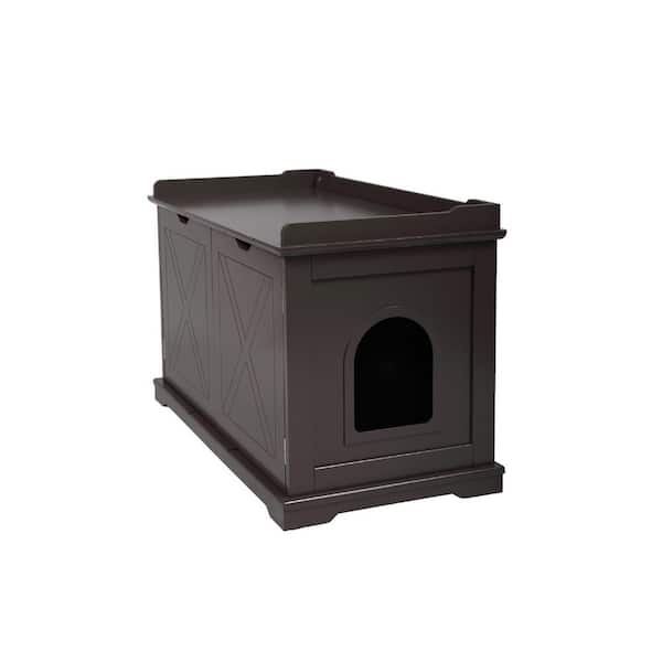 Spaco Chocolate Brown Cat Washroom Bench Dining Bench with Spacious Inner and Ventilated Holes 37.31 in.