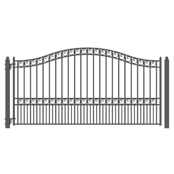 Aleko Paris Style 12 Ft X 6 Ft Black Steel Single Swing Driveway Fence Gate Dg12parssw Hd The Home Depot