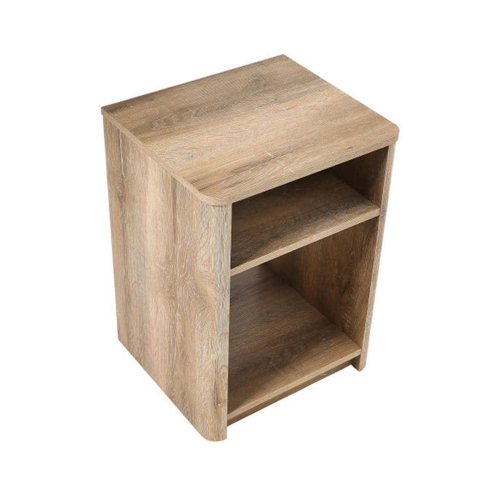 Coastal Oak Modern Farmhouse Nightstand with Storage Compartments