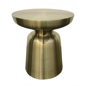 15 in. Brass Round Metal End Table with Pedestal Base