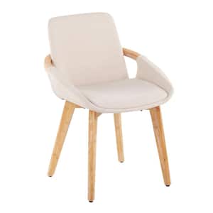 Cosmo Cream Fabric and Natural Wood Dining Side Chair