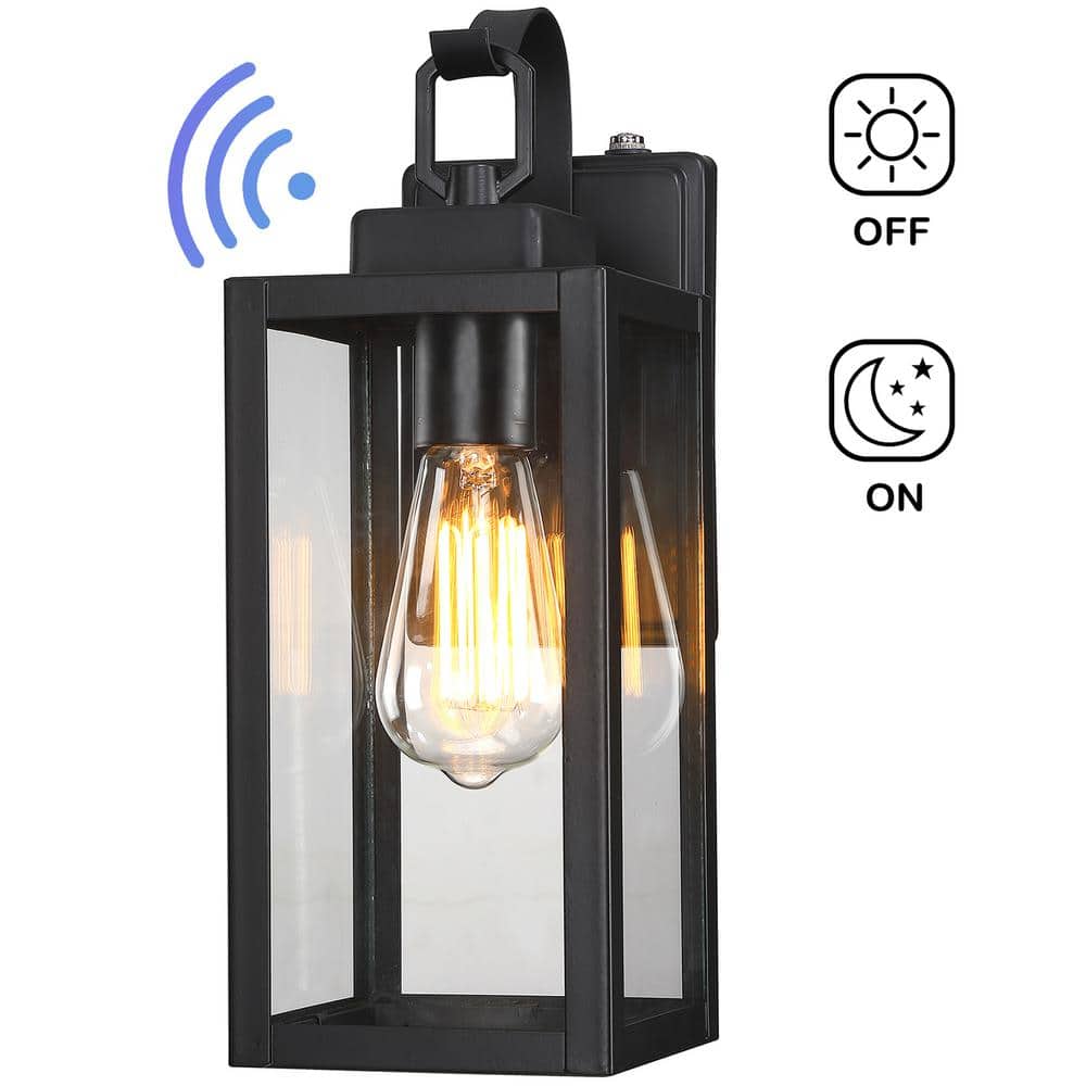 13.74 in. Matte Black Dusk to Dawn Outdoor Wall Lantern Sconce with Clear Tempered Glass price history on PriceWatchPro