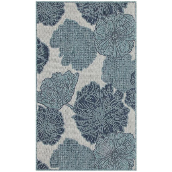 Garden Oasis Blue 2 ft. x 4 ft. Nature-inspired Contemporary Area Rug