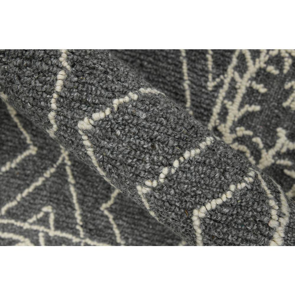 Gray Handmade Wool Area Rug with Floral and Geometric Motifs