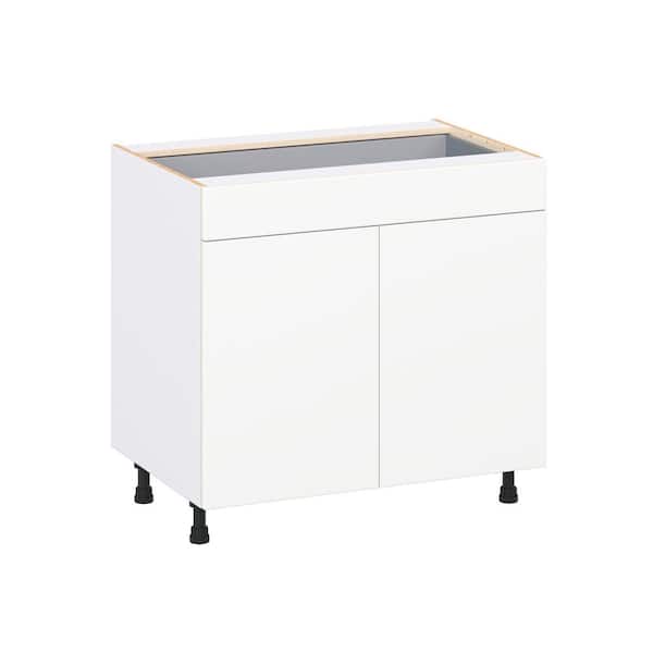 Timberline 36 in. W x 24 in. D x 34.5 in. H Assembled Slab Base Kitchen Cabinet in Bright White with Drawer