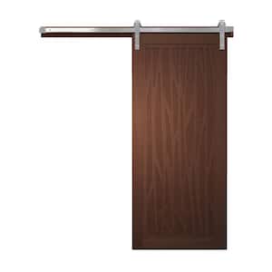 30 in. x 84 in. Howl at the Moon Coffee Wood Sliding Barn Door with Hardware Kit in Stainless Steel