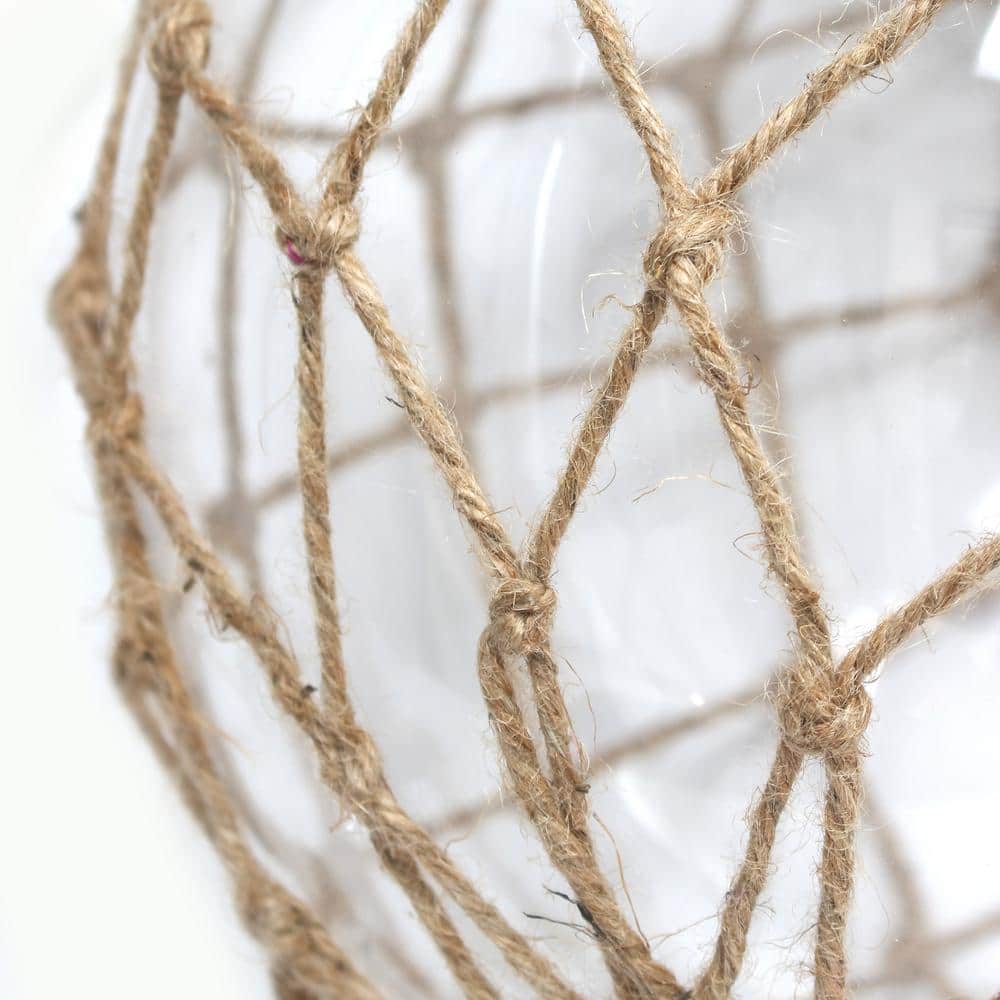 Clear Glass Nautical Rope Table Lamp with Burlap Shade