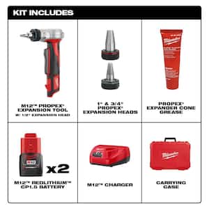 M12 12-Volt Lithium-Ion Cordless ProPEX Expansion Tool Kit with 1.5Ah Batteries, Expansion Heads and Packout Tool Box