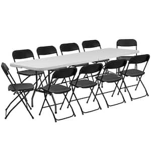 11-Piece Black Folding Chair and Table Set