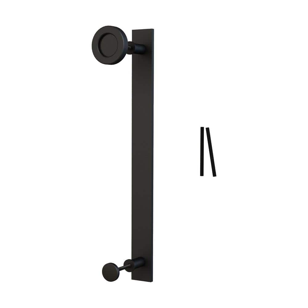 14 in. Black Powder Coated Steel 2-Sided Flat Pull with Knob for Sliding Rolling Barn Wood Doors (2-Pack) price history on PriceWatchPro