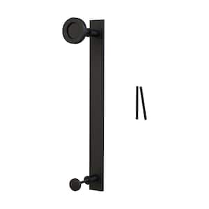14 in. Black Powder Coated Steel 2-Sided Flat Pull with Knob for Sliding Rolling Barn Wood Doors (2-Pack)