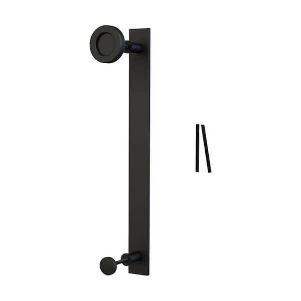 American Pro Decor 14 in. Black Powder Coated Steel 2-Sided Flat Pull with Knob for Sliding Rolling Barn Wood Doors (2-Pack)