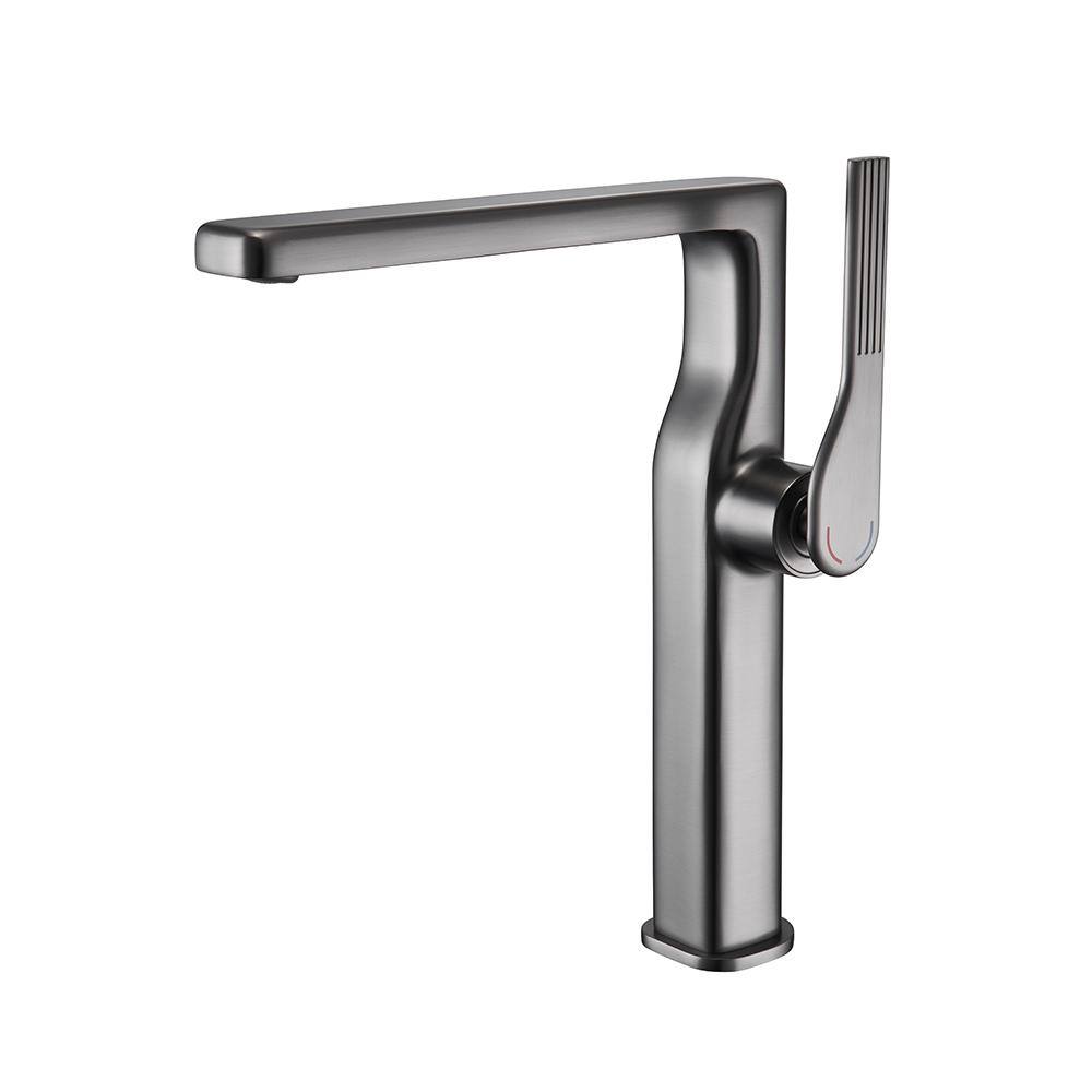 Single Handle Single Hole Bathroom Faucet 2.13 GPM, Waterfall Brass Vessel 