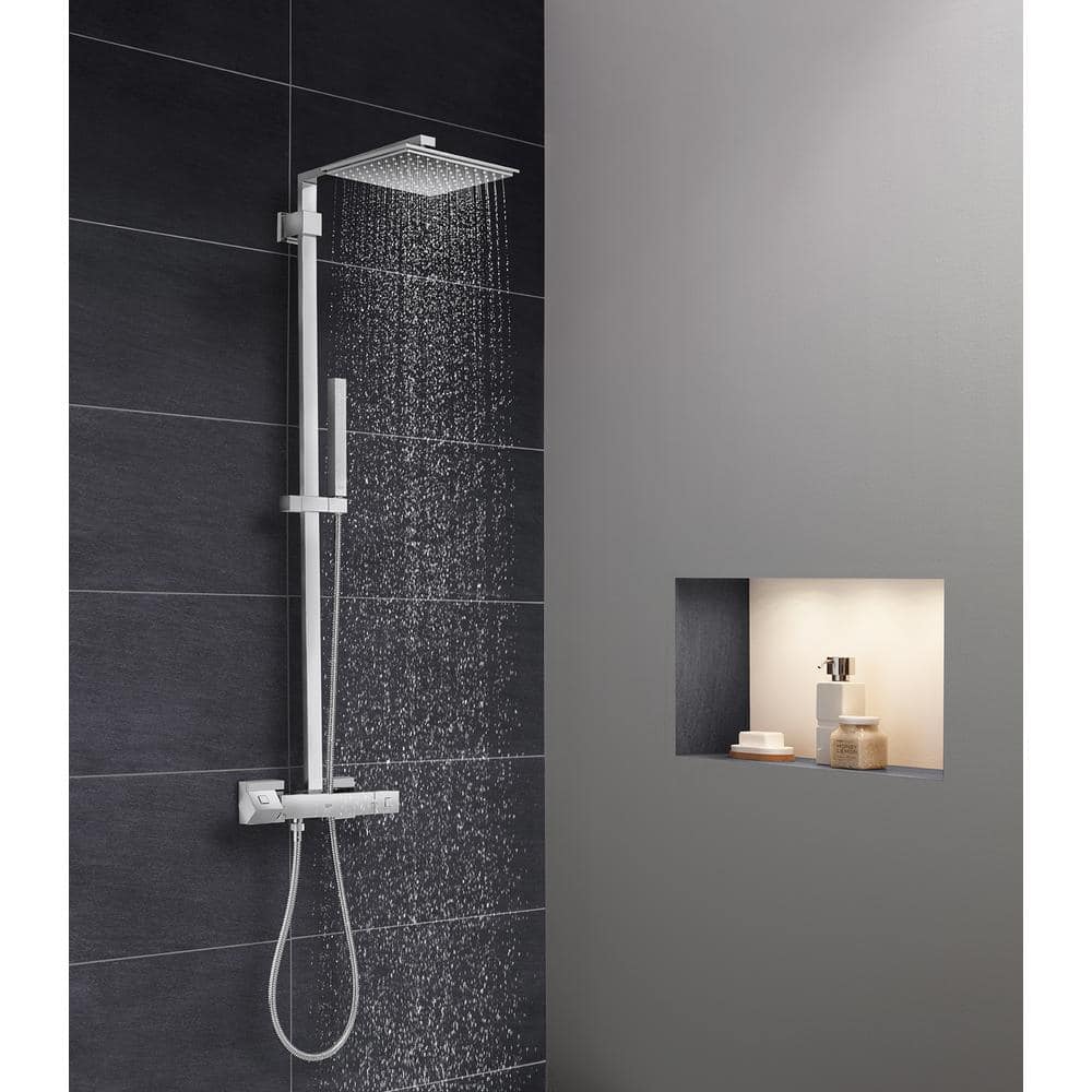 Chrome Adjustable Height Wall Mounted Shower System