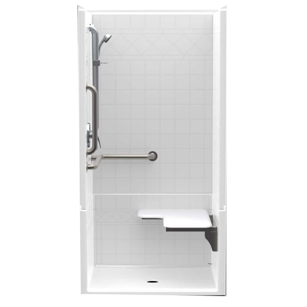 Accessible Diagonal Tile AcrylX 36 in. x 36 in. x 76 in. 4-Piece Shower Sta