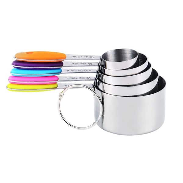 Adrinfly Measuring Cup Magnetic Measuring Spoons Set, 6 Double-Sided Stainless Steel 1-leveler Multi Color