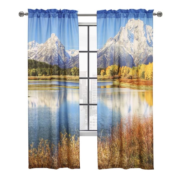 Photo Real Multi Polyester Digitally Printed 76 in. W x 84 in. L Rod Pocket Light Filtering Curtain (Double Panels)