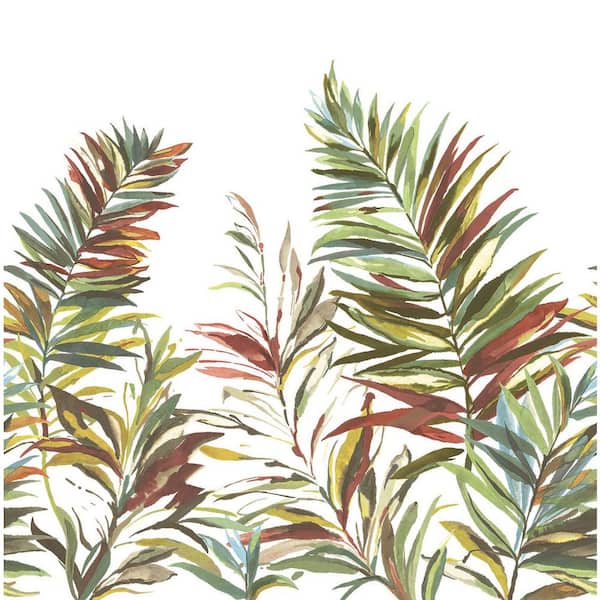 33.3 in. x 0.025 in. Red Swaying Palms Rouge and Mink Printed on non woven material Mural