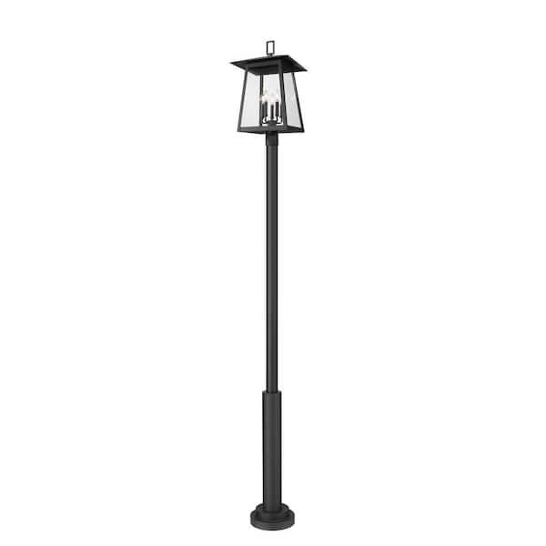 Filament Design Rainer 5-Light Black Aluminum Hardwired Outdoor Marine Grade Post Light Set with no bulbs included