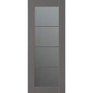 Vona 28 in. x 80 in. 4-Lite No Bore Solid Core Frosted Glass Gray Matte Composite Interior Door Slab