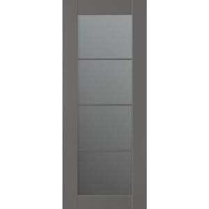 Vona 30 in. x 96 in. 4-Lite No Bore Solid Core Frosted Glass Gray Matte Composite Interior Door Slab