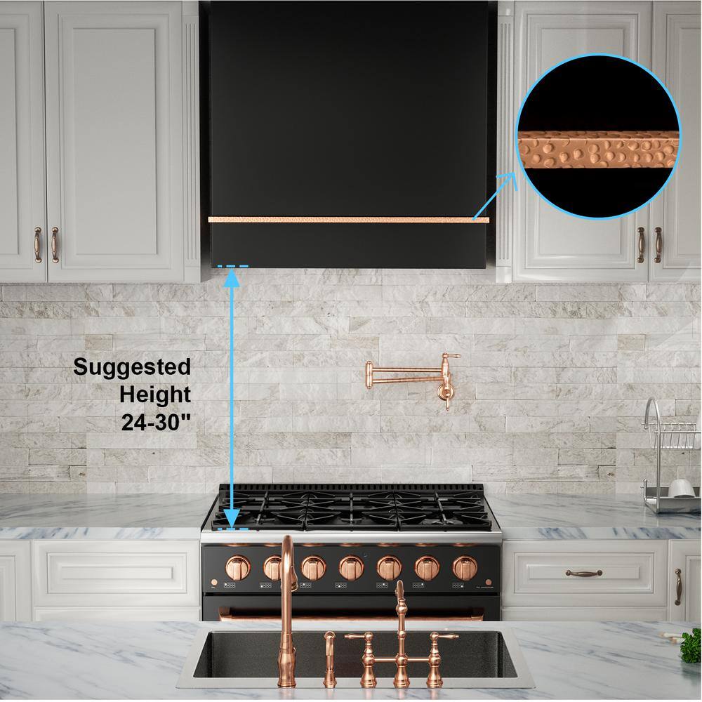Akicon 30" Black Stainless Steel Wall Mount Range Hood