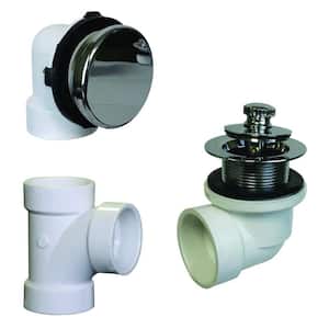 Illusionary Overflow, Sch. 40 PVC Plumbers Pack with Lift and Turn Bath Drain in Polished Chrome