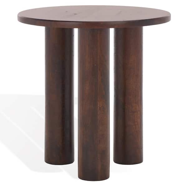 SAFAVIEH Jenn Amira 20 in. Dark Brown Round Wood End Table