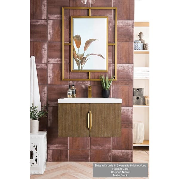 James Martin Columbia 72 Single Bathroom Vanity Cabinet in Glossy White  and Radiant Gold
