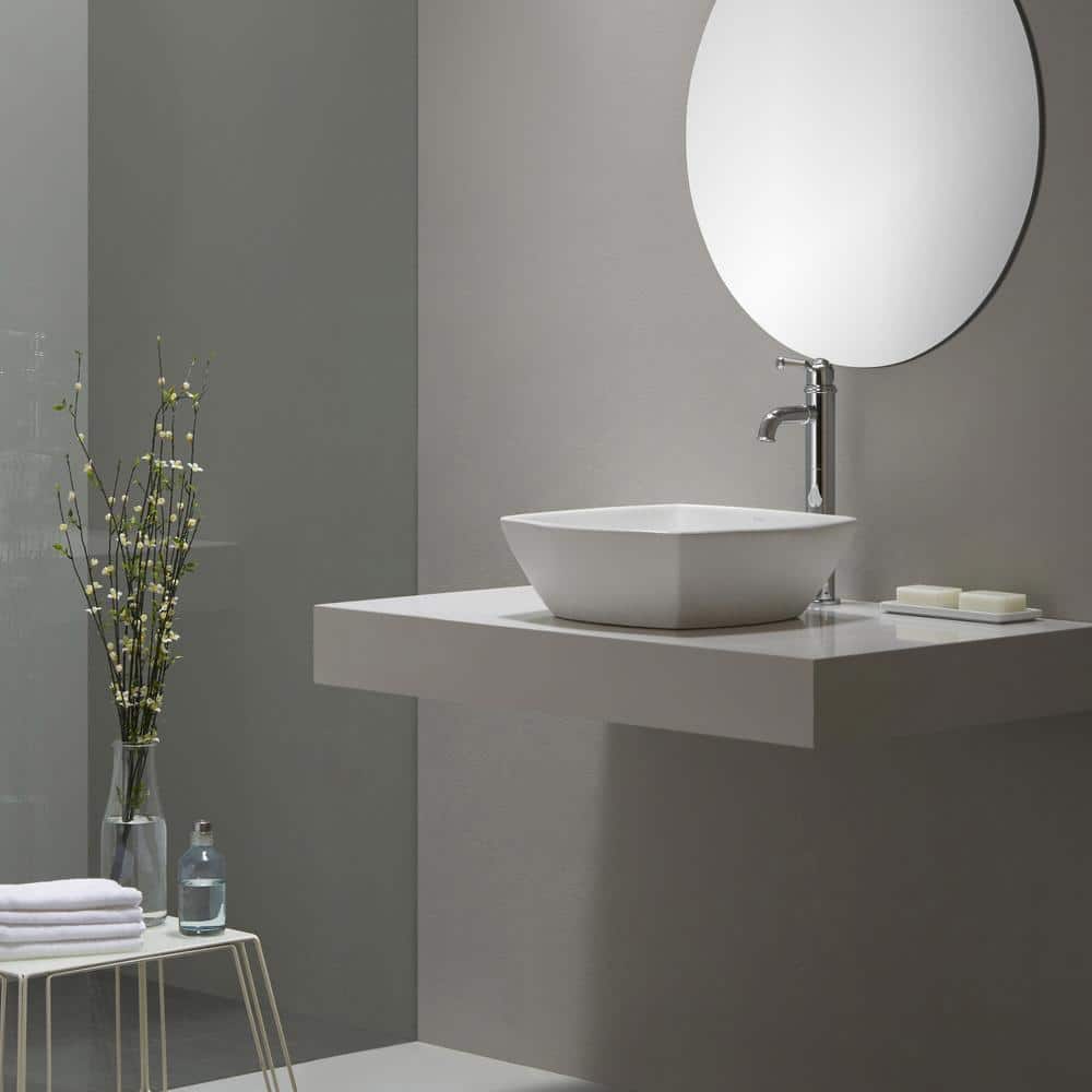 16.5 Inch White Ceramic Square Vessel Sink