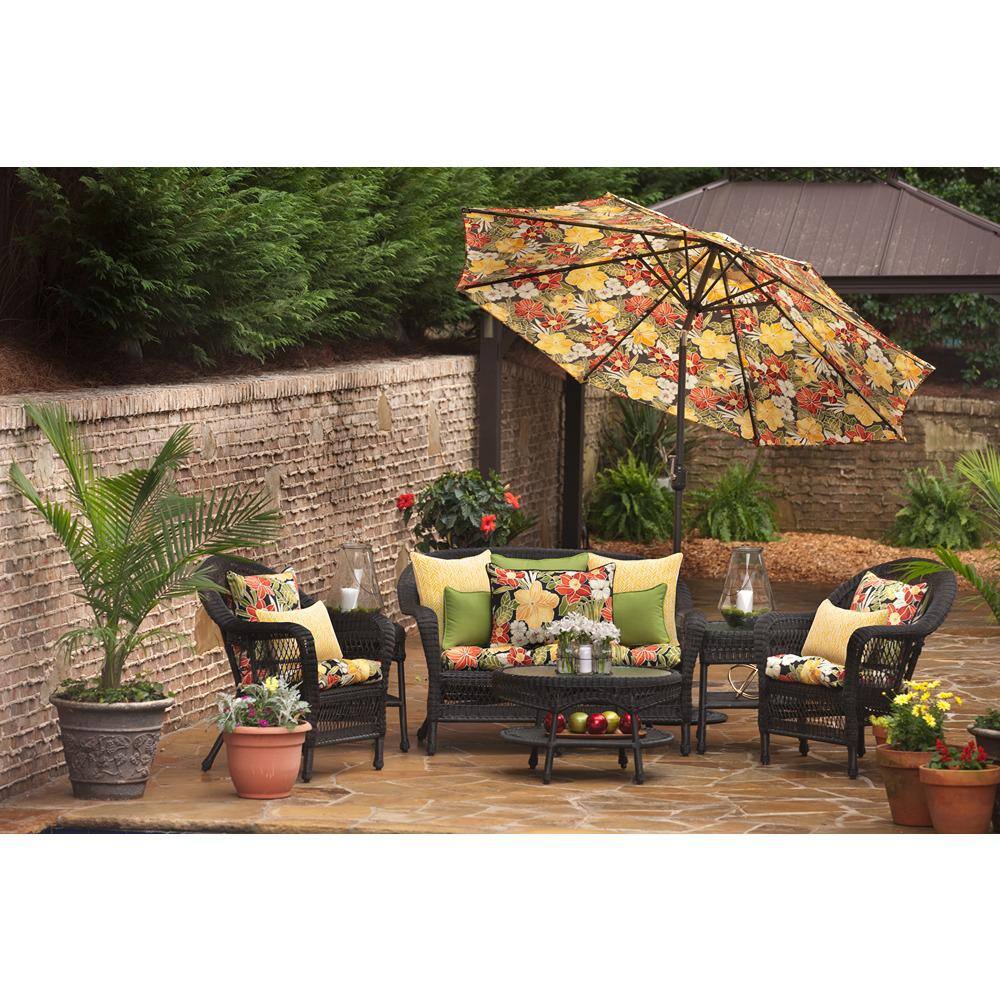 Clemens Noir Floral Rectangular Outdoor Throw Pillows Set