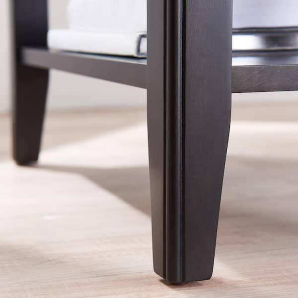 12 in. Square Black 27 in. Tall Square Wood End Table with Drawer and Shelf  VTTFT0099BK - The Home Depot