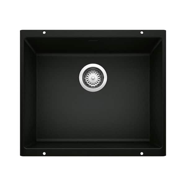 PRECIS 20.87 in. Undermount Single Bowl Coal Black Granite Composite Kitchen Sink