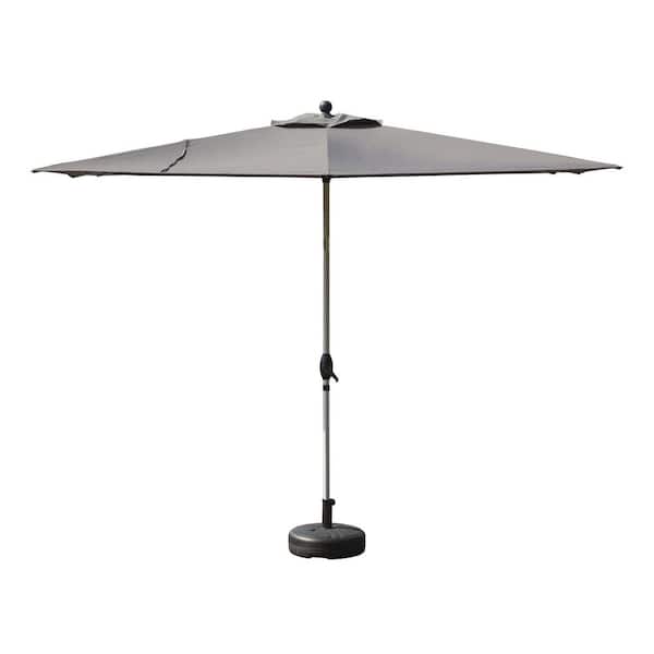 Tenleaf 9.68 ft. x 6.4 ft. Rectangular Patio Umbrella with Crank Lift and Tilt Function in Gray